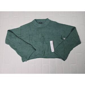 Wild Fable Green Mock Collared Cropped Sweater XXSmall